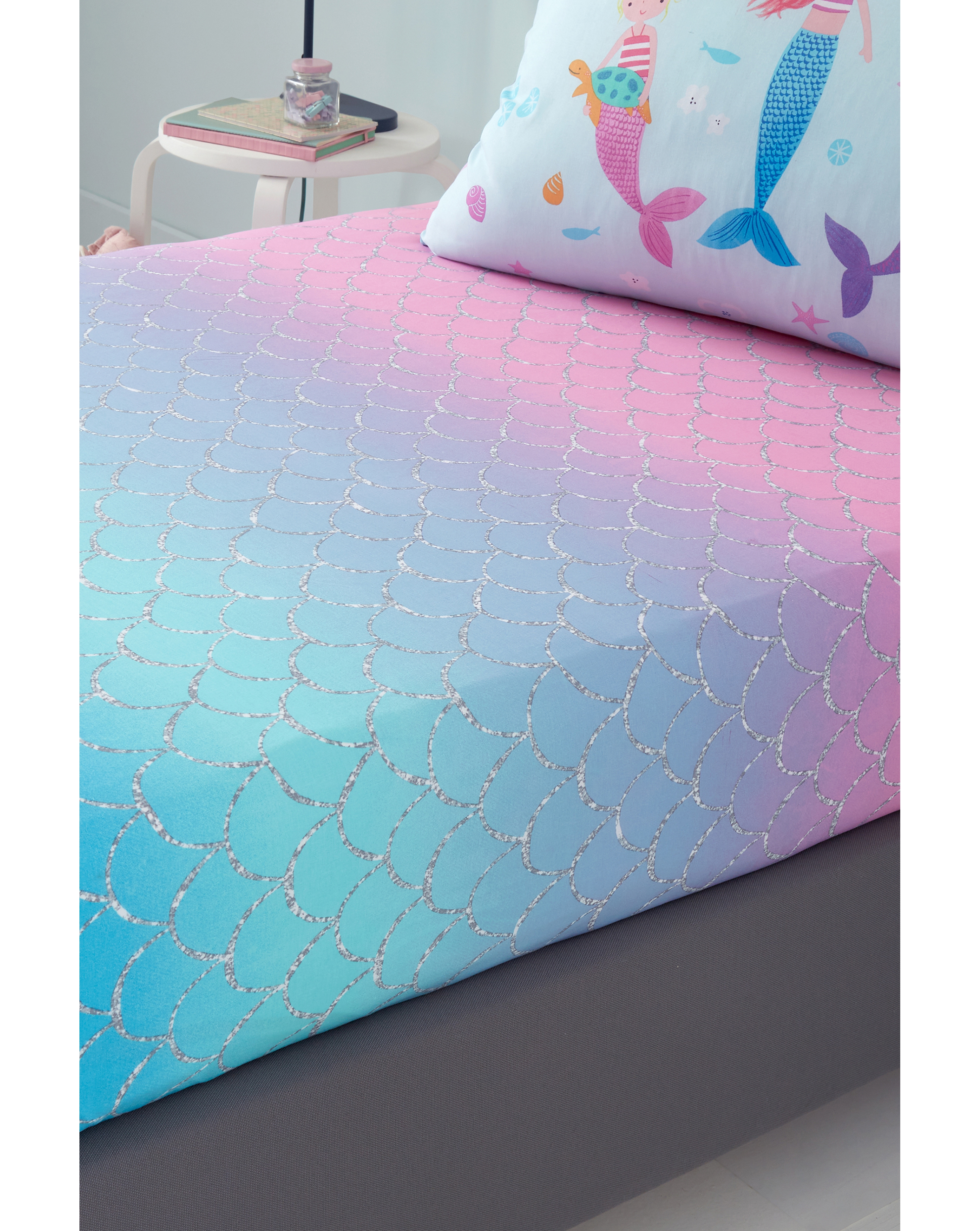 Catherine Lansfield Kids Mermaid Ombre Double Fitted Sheet Pink - Image 5